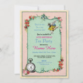 Tea Party 18th Birthday Alice in Wonderland Invite Kaart (Voorkant)