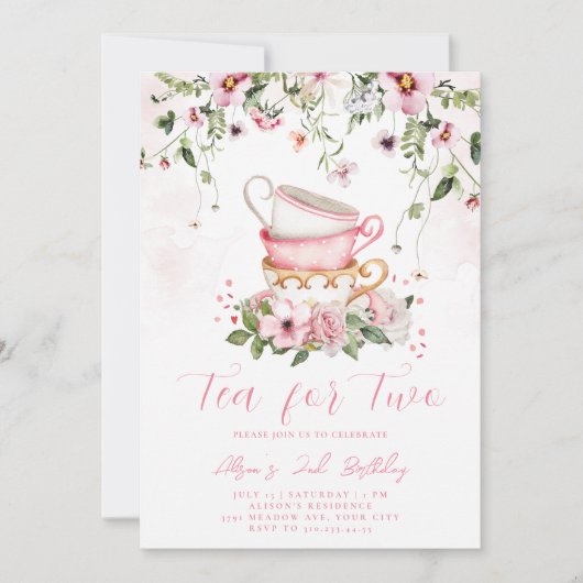 Tea Party 2e anniversaire Invitation (Devant)