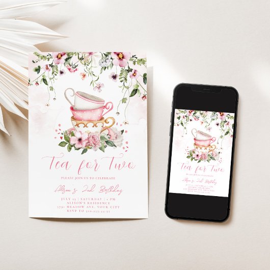 Tea Party 2e anniversaire Invitation