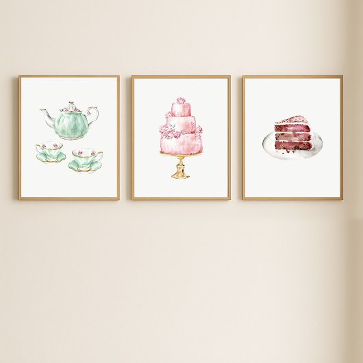 Tea Party 3 Print Wall Art Set