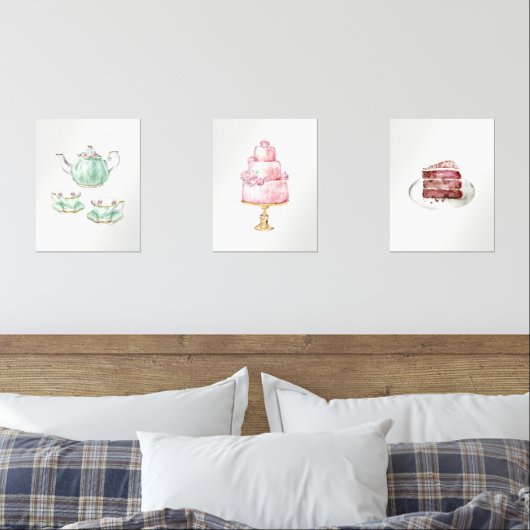 Tea Party 3 Print Wall Art Set (Chambre à coucher)