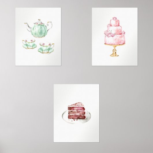 Tea Party 3 Print Wall Art Set (Recto)