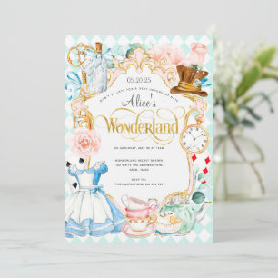 Tea party Alice in wonderland roze meisje op mijn Kaart