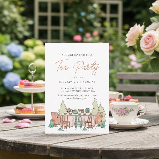 Tea party anniversaire de enfant doux Invitation