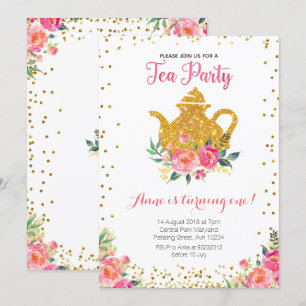 Tea Party Anniversaire Invitation