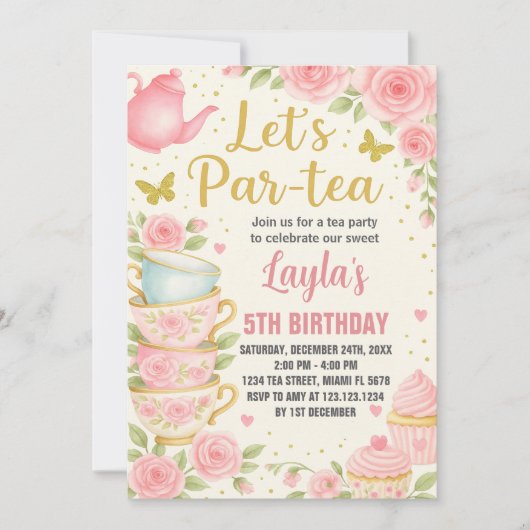 Tea Party Anniversaire Invitation (Devant)