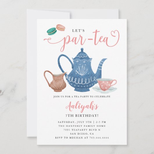 Tea Party Anniversaire Invitation (Devant)