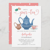 Tea Party Anniversaire Invitation (Devant / Derrière)