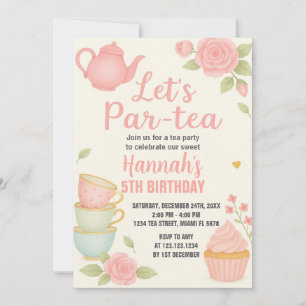 Tea Party Anniversaire Invitation avec Floral