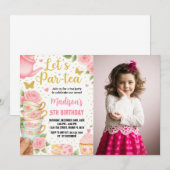 Tea Party Anniversaire Invitation avec jumelage Te (Devant / Derrière)