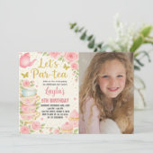 Tea Party Anniversaire Invitation avec photo (Debout devant)