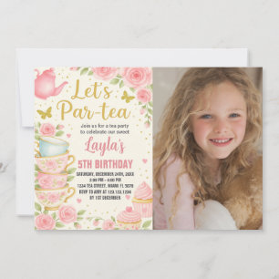 Tea Party Anniversaire Invitation avec photo