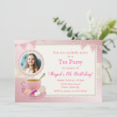 Tea Party Anniversaire Invitation Petite fille (Debout devant)