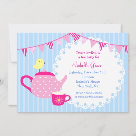 Tea Party Anniversaire Invitations (Devant)