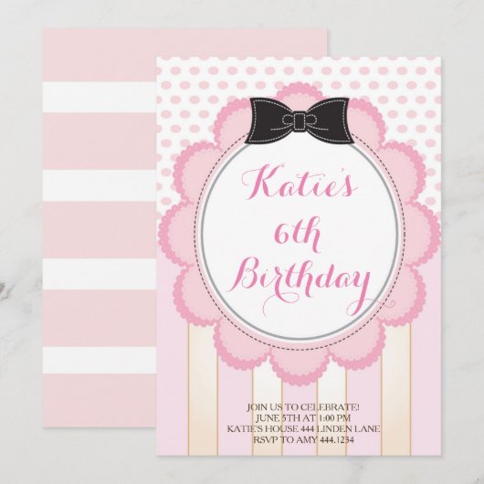 Tea Party Anniversaire Invitations (Devant / Derrière)