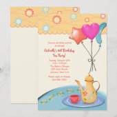 Tea Party Anniversaire Invitations (Devant / Derrière)