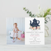 Tea Party Anniversaire Photo Invitation (Debout devant)