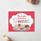 Tea Party Anniversaire Thankyou Carte à note plate (Devant/Arrière en situation)