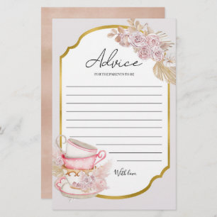  Tea Party Baby shower Advice Kaart