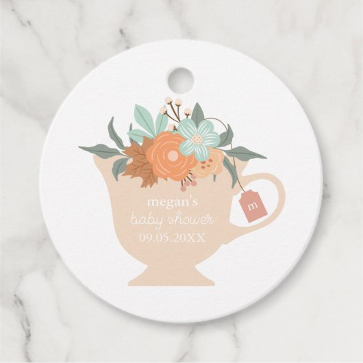 Tea Party Baby shower Bedankjes Labels (Voorkant)