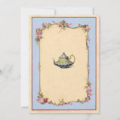 Tea Party Baby shower Blue rose Teapot Invitation (Dos)