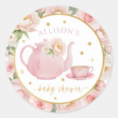 Tea Party Baby shower Favoriser Sticker (Devant)