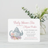 Tea Party Baby shower Floral Tea Pot Invitation (Debout devant)