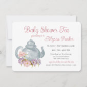 Tea Party Baby shower Floral Tea Pot Invitation (Devant)