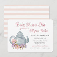 Tea Party Baby shower Floral Tea Pot Invitation