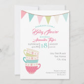Tea Party Baby shower Gepersonaliseerd Kaart (Voorkant)