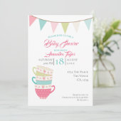 Tea Party Baby shower Gepersonaliseerd Kaart (Staand voorkant)