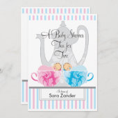Tea Party Baby shower | Invitation Twins (Devant / Derrière)