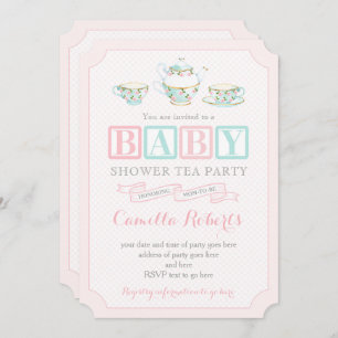Tea Party Baby Shower Invitations pour la petite f