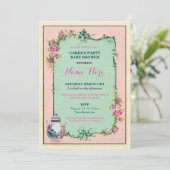 Tea Party Baby shower jardin théière Invitation (Debout devant)