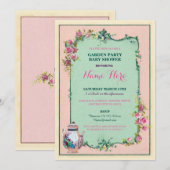 Tea Party Baby shower jardin théière Invitation (Devant / Derrière)