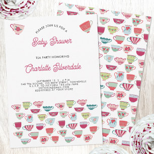 Tea Party Baby shower Kaart