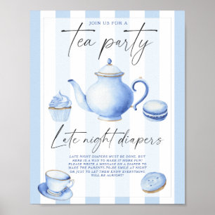 Tea party baby shower Late night luiers spel Poster