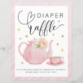 Tea Party Baby shower Luier Raffle Teken (Voorkant)