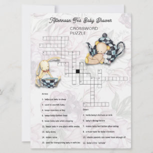 Tea Party Baby shower mot croisé carte de puzzle