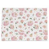 Tea Party Baby shower rose Floral Grand sac cadeau (Devant)