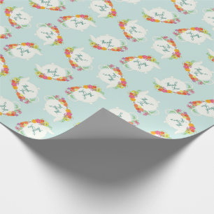 Tea Party Baby shower Teapot Dank je Cadeaupapier