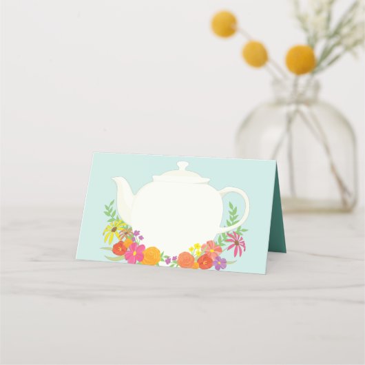 Tea Party Baby shower Teapot Spring Floral (Voorkant)
