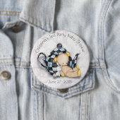 Tea Party Baby shower (Teddy Bear) 4-inch Button (In situ)