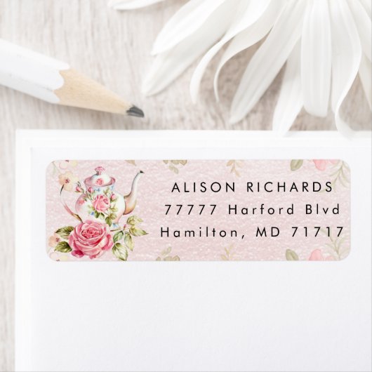 Tea Party Baby shower terug Etiket (Insitu)