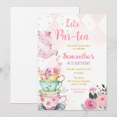 Tea Party Birthday Invitation (Devant / Derrière)
