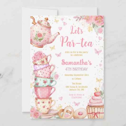 Tea Party Birthday Invitation (Devant)
