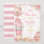 Tea Party Birthday Invitation (Devant / Derrière)