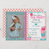 Tea Party Birthday Invitation Kaart (Voorkant / Achterkant)