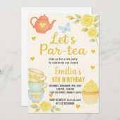 Tea Party Birthday Invitation Kaart (Voorkant / Achterkant)