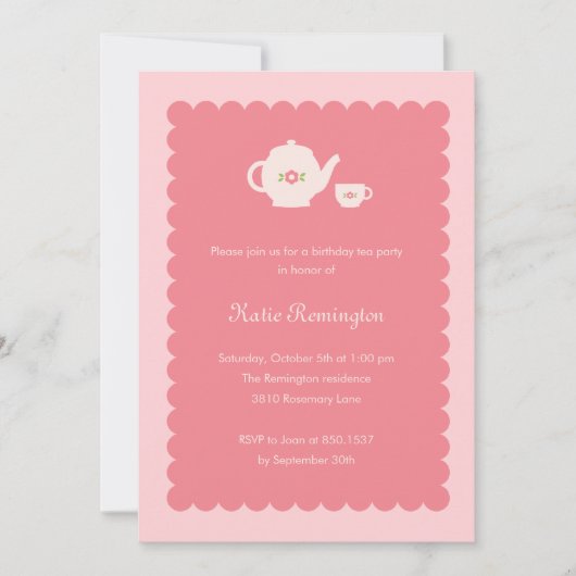 Tea Party Birthday Invitation Kaart (Voorkant)